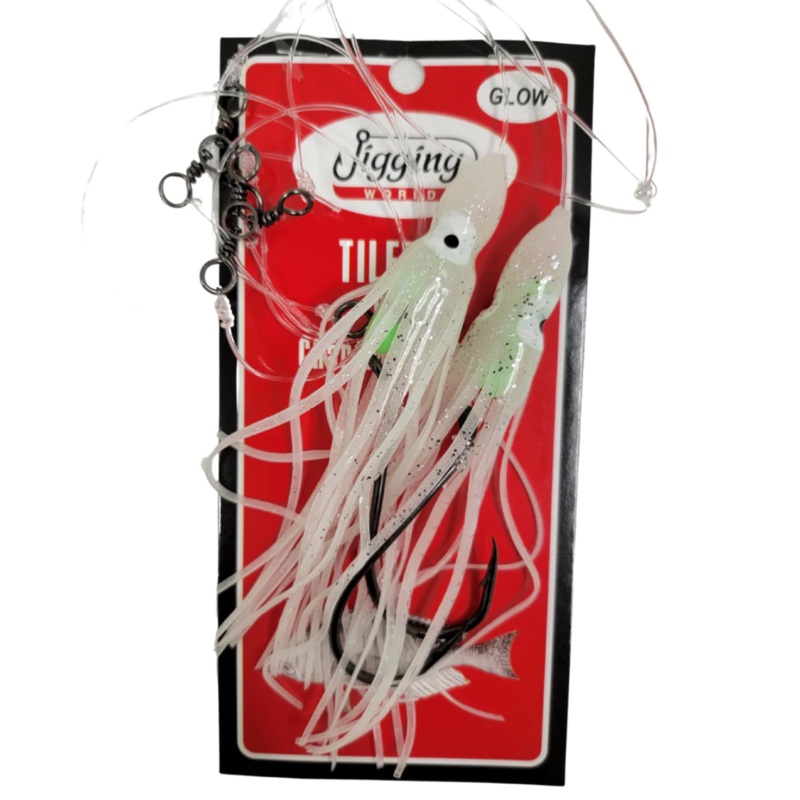 Jigging World Tile Fish Rig Hi-Lo 6" Squid Skirts 10/0