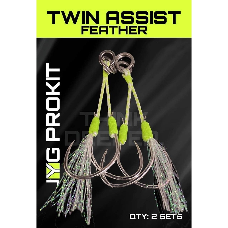 JYG Pro Fishing Twin Assist Hooks w/ Feather