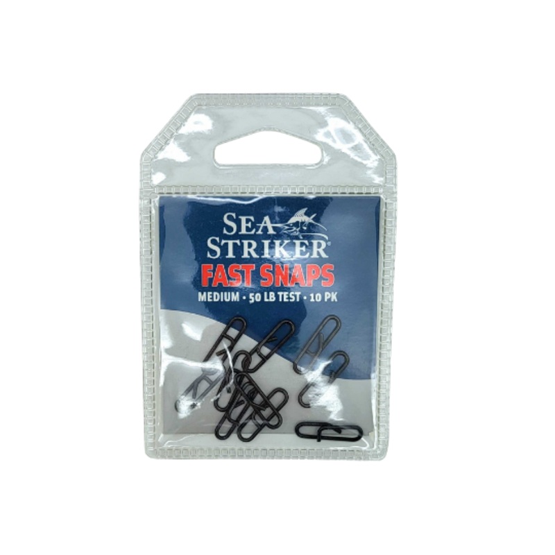 Sea Striker Stainless Fast Snap with KROK Swivel, 50lb, 10pk, Black