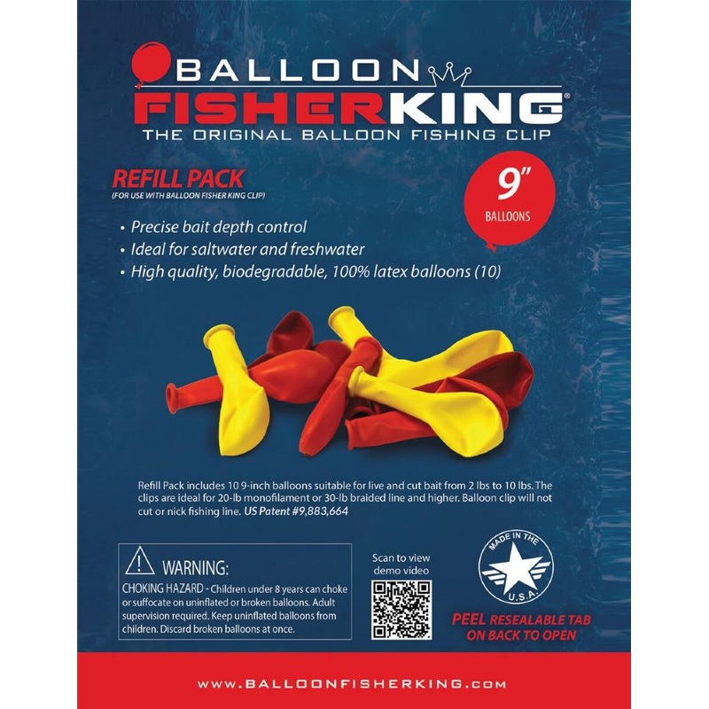 Balloon Fisher King Starter Pk w/Balloon Clip(1) & 5" Balloons 10ct