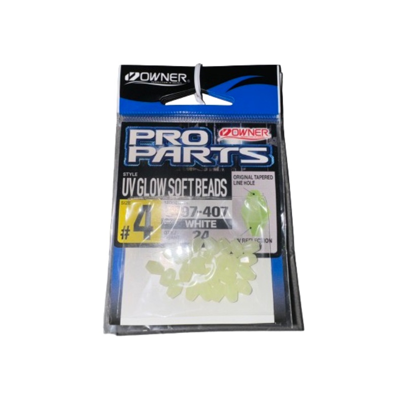 Owner UV Glow Soft Beads, Size 4, 24pk, White
