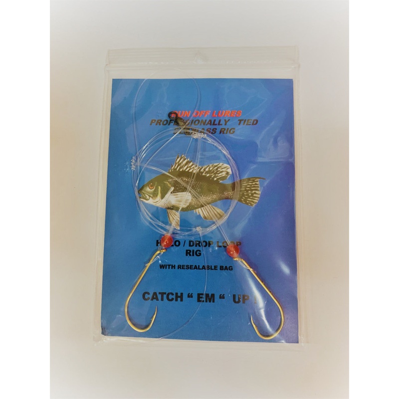 Run Off Lures Pro Hi/Lo Dropper Loop Rig for Sea Bass/Porgy with 2 Large Hooks