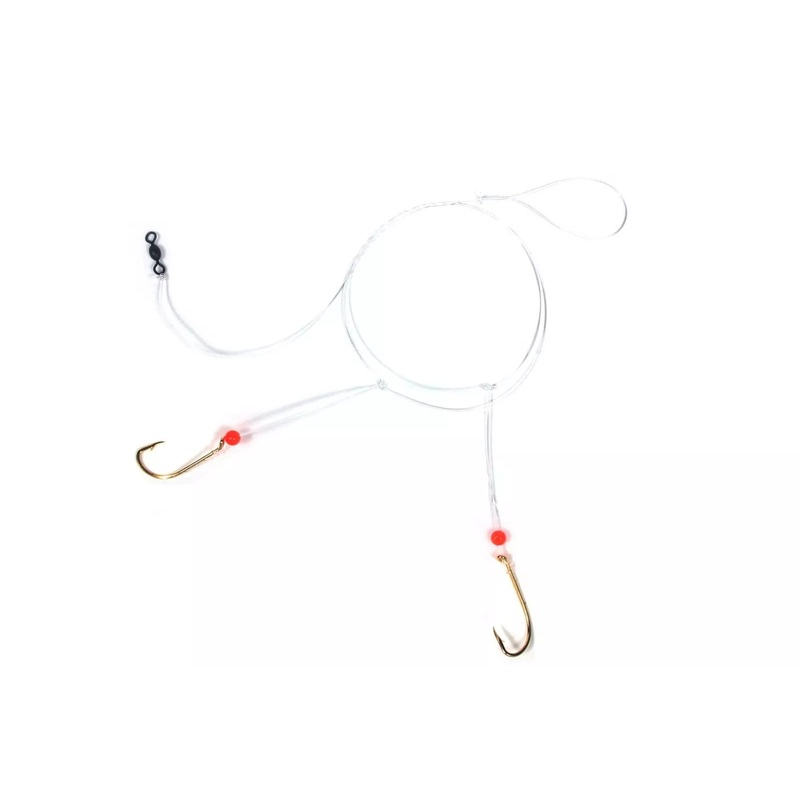 Sea Striker Porgy Hi-Lo Rig, Red Beads Sz 2 Gold Bait Holder