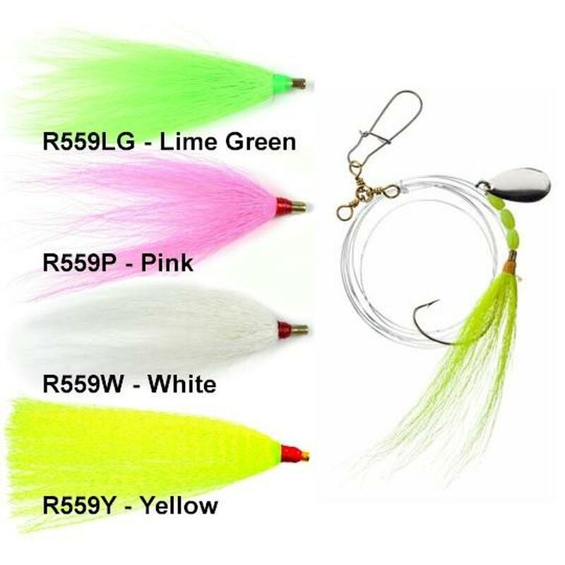Tide Rite Hand Tied Bucktail Spinner Rigs for Fluke with Mustad Wide Gap Hooks
