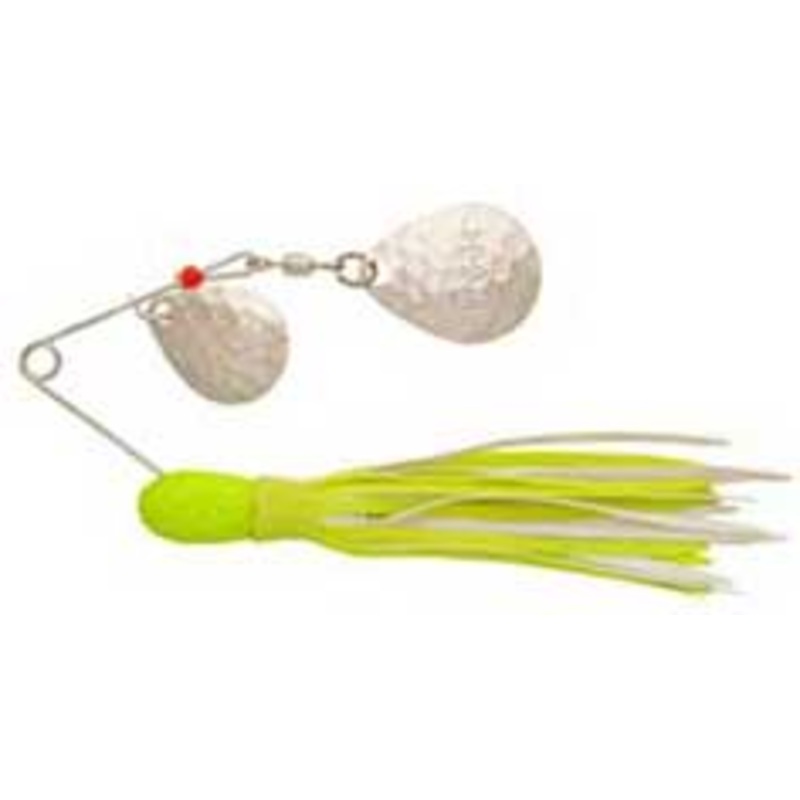 H&H Double Spinner 3/8 (6cd) Chartreuse/White