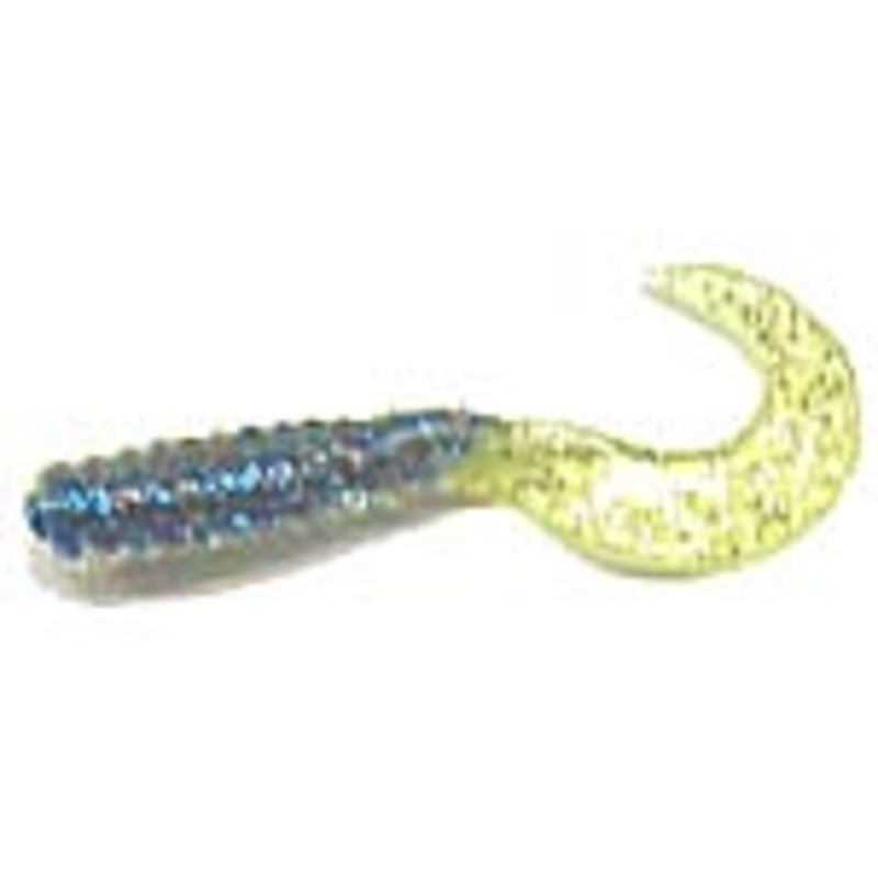 Action Bait 3" Curly Grubs 25pk Firecracker Chartreuse Tail