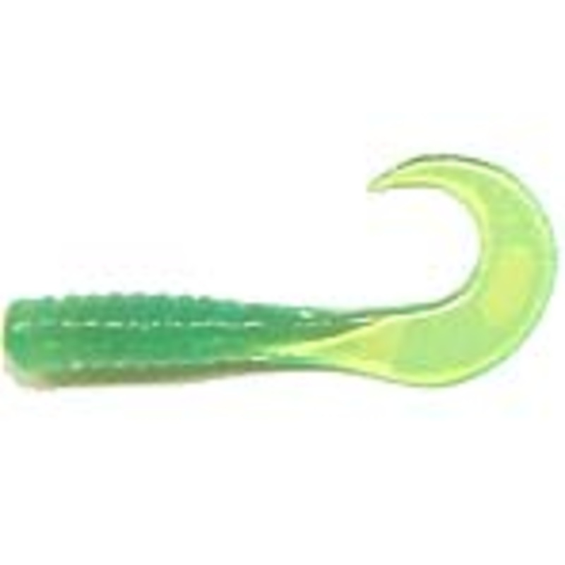 Action Bait 3" Curly Grubs 25pk Lime Chartreuse