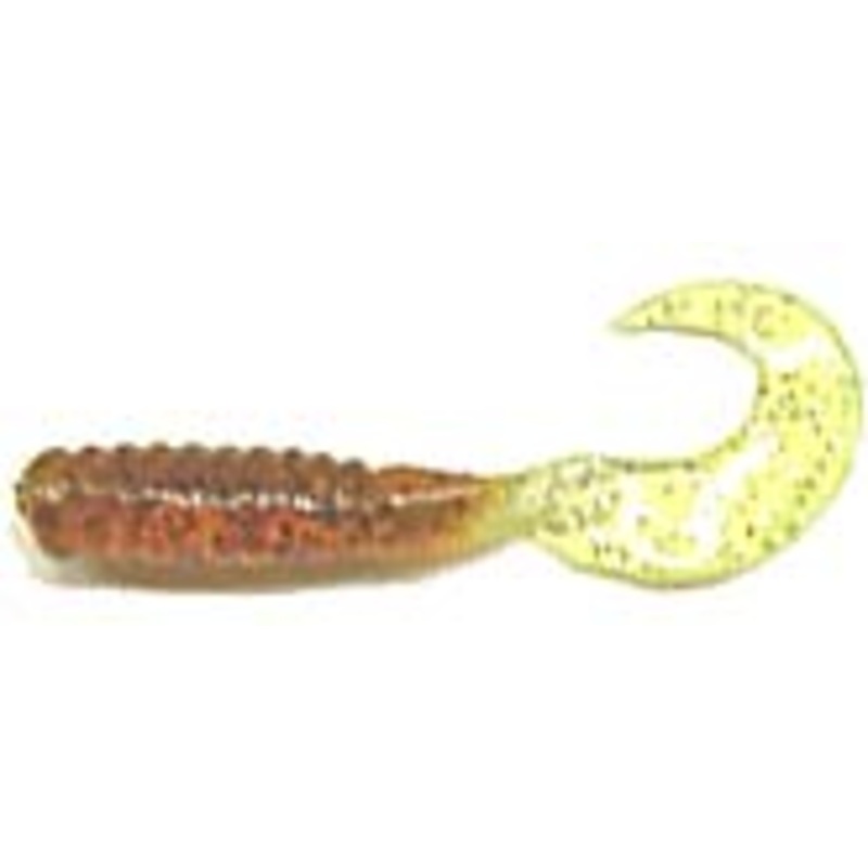 Action Bait 3" Curly Grubs 25pk Pumpkin Chartreuse Tail