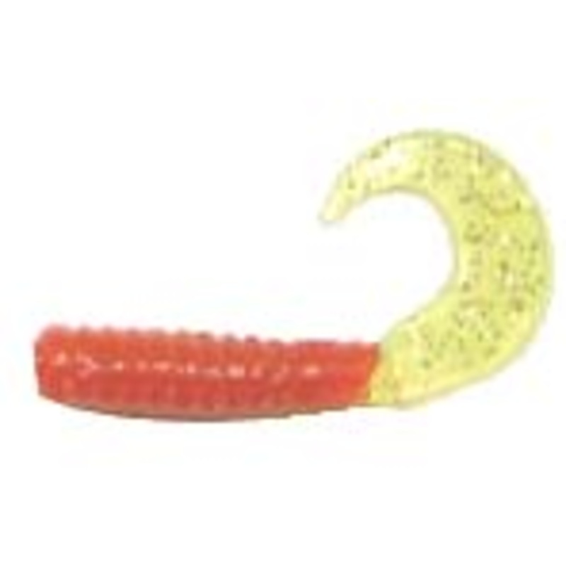 Action Bait 3" Curly Grubs 25pk Red Chartreuse Glitter