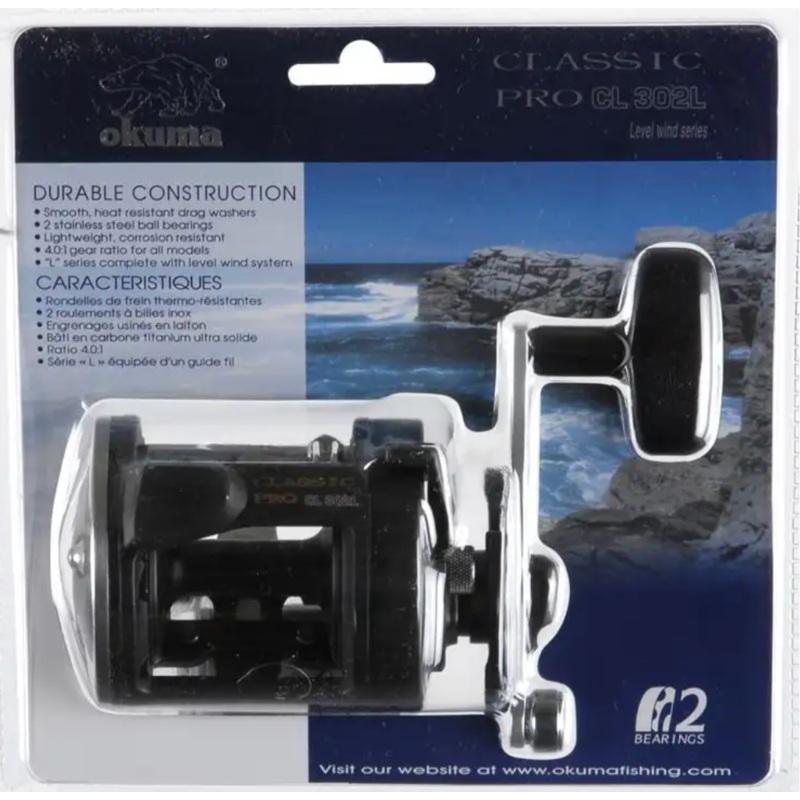 Okuma CL-302L-CL Classic Pro 300-size Levelwind Star Drag Reel