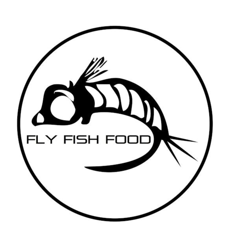 Fly Fish Food Sticker Black & White 3"