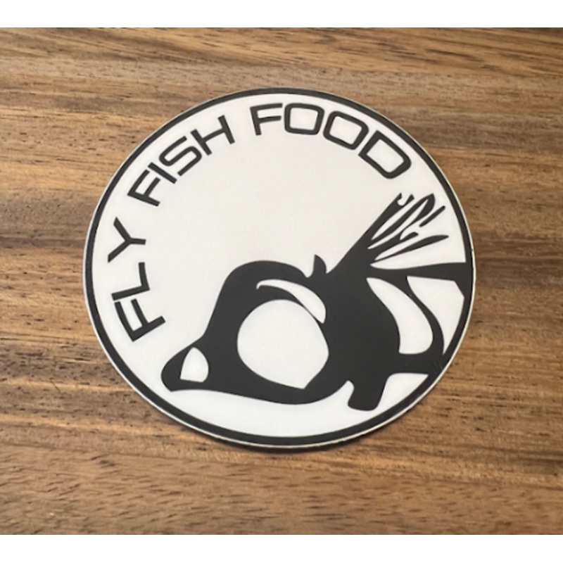 Fly Fish Food Sticker Black & White 4" Zoom