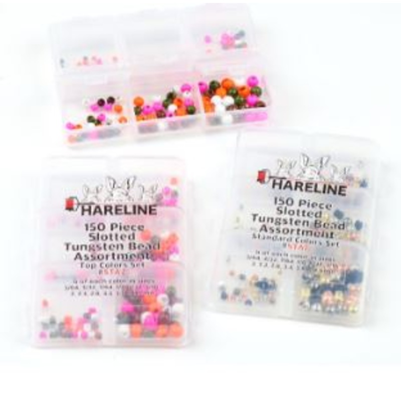Hareline 150 Piece Slotted Tungsten Bead Assortment