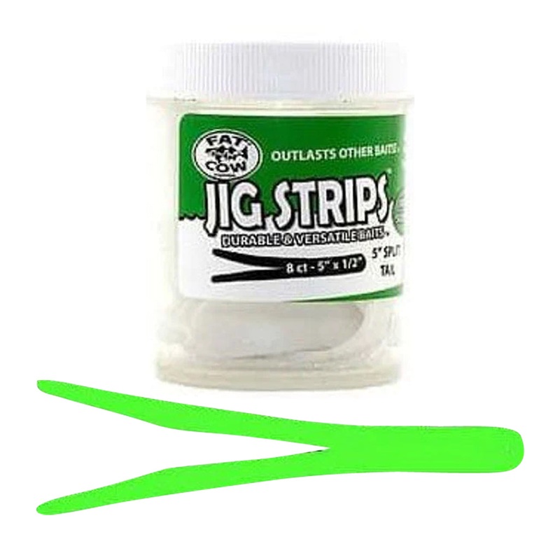Fat Cow Fishing Jig Strips, Split Tail, 7 1/2" X 5/8"