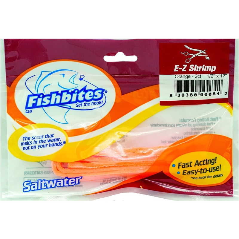Fishbites E-Z Shrimp Fast Acting Bait Strips, 12", 2pk