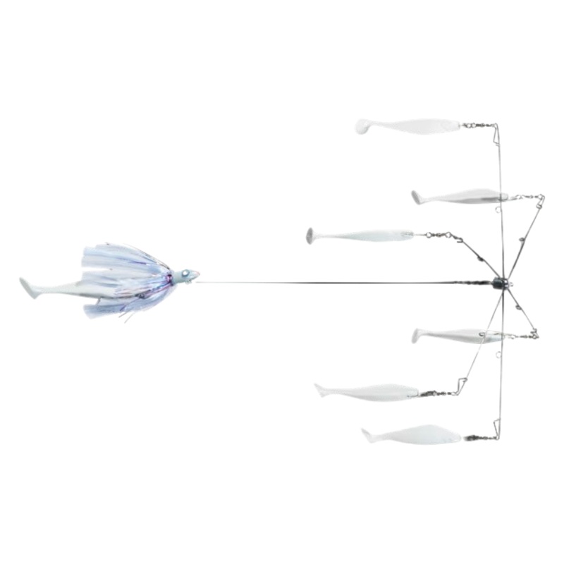 Blue Water Candy Rock Fish Candy 6-Arm Umbrella with Parachute, White