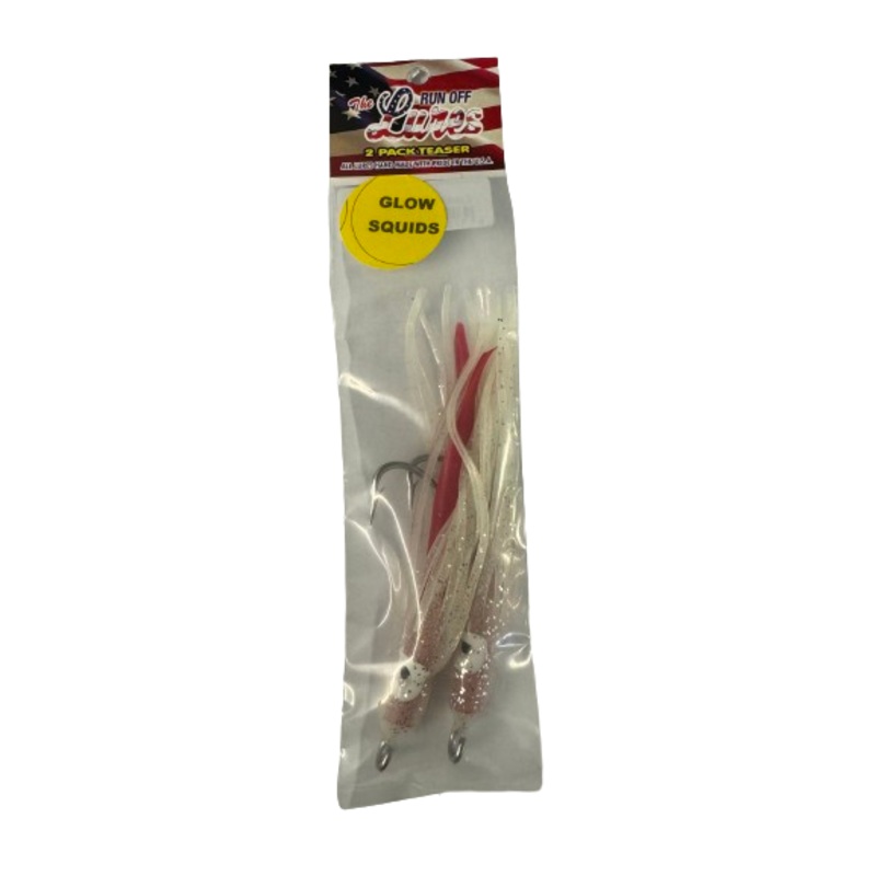 Run Off Lures Rigged Teaser Glow Squid (Size 7/0-9/0 Hook, 2pk)