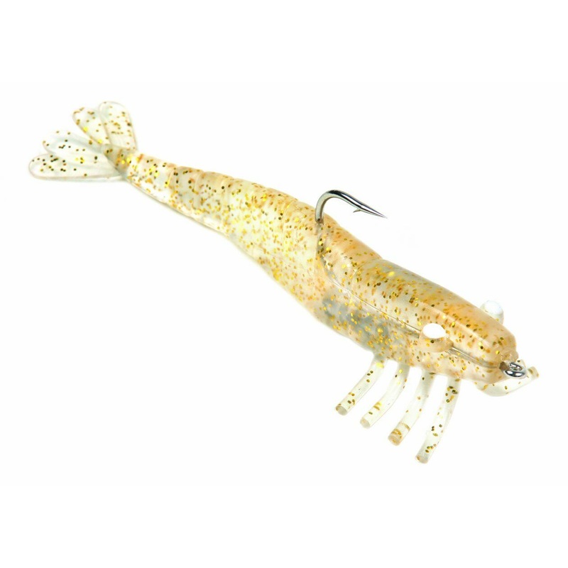 Sea Striker Rigged Shrimp, 3", 1/4 oz, Gold Glitter, 3/Pack