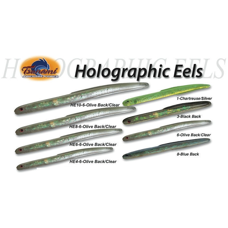 Tsunami Holographic Eel Unrigged Lure HE4 HE6