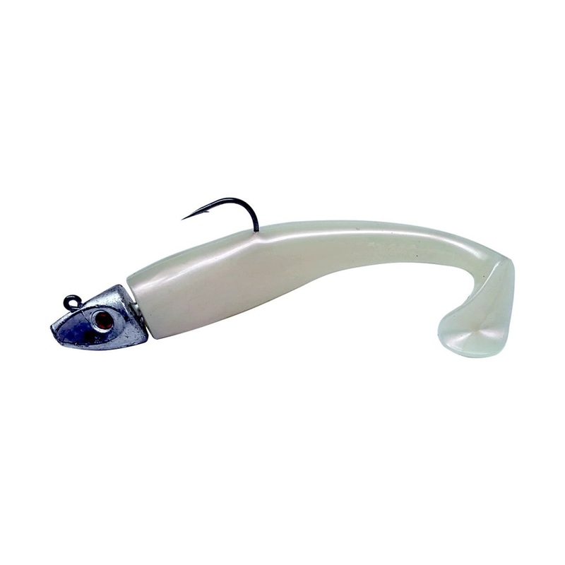 Al Gag's Lures Whip-It Fish Rigged, (1 Head/2 Tails), Pearl