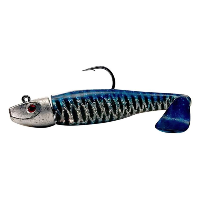 Al Gag's Lures Whip-It Fish Rigged, 5", 1oz, (1 Head/2 Tails), Blue Mackerel
