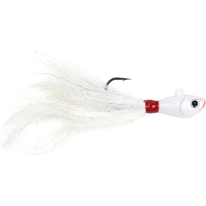 Sea Striker Bucktail Jig 6 oz, Holographic Eyes, White