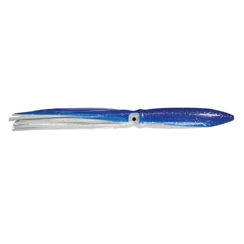Sea Striker Bulbhead Squid Skirt, 9", Blue/White, 10/Pack