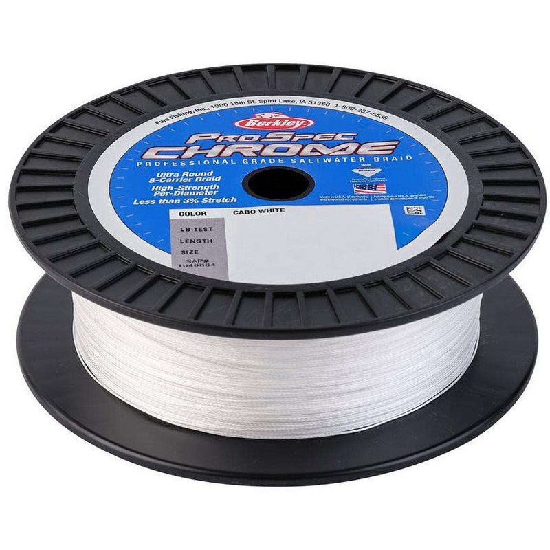 Berkley ProSpec Chrome Premium Saltwater Braid, 50lb, 500yd, Cabo White