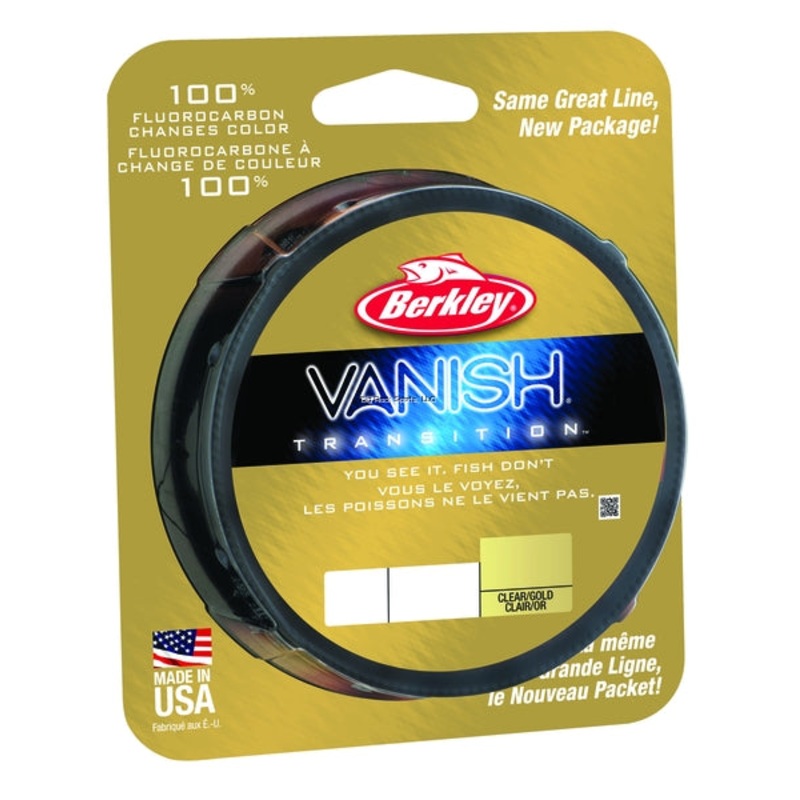 Berkley Vanish Transition Fluorocarbon Line Filler Spool, Clear Gold/Crimson Red