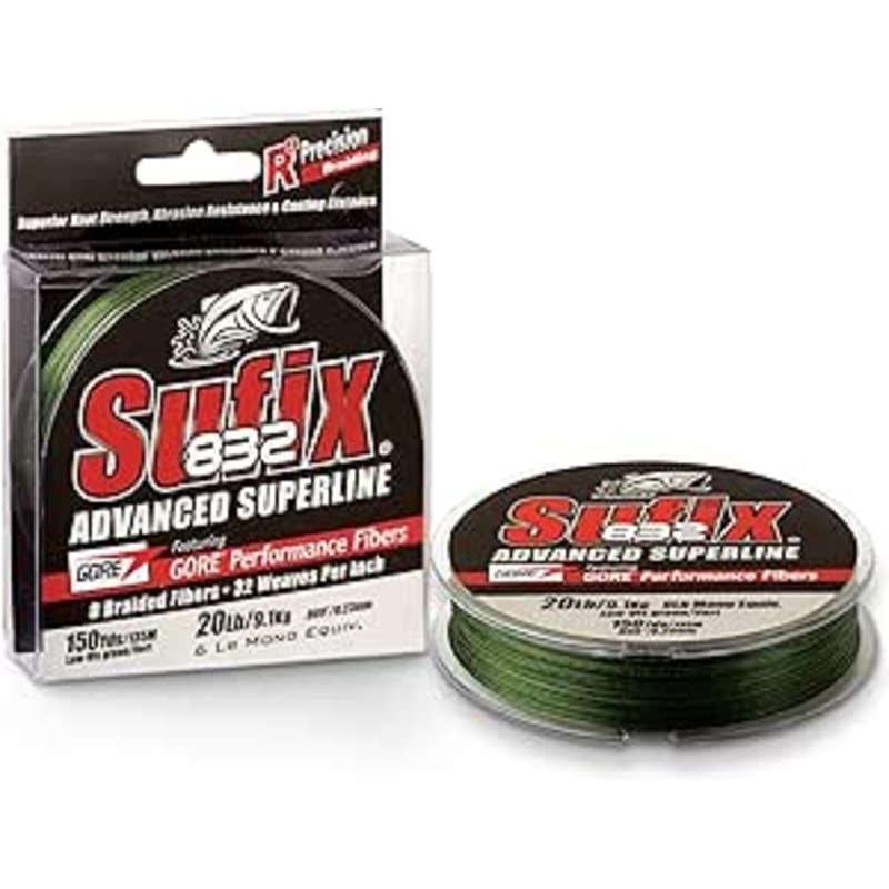 Sufix 832 Advanced Braid Braided Line (Assorted Sizes, 150yd, Lo-Vis Green)
