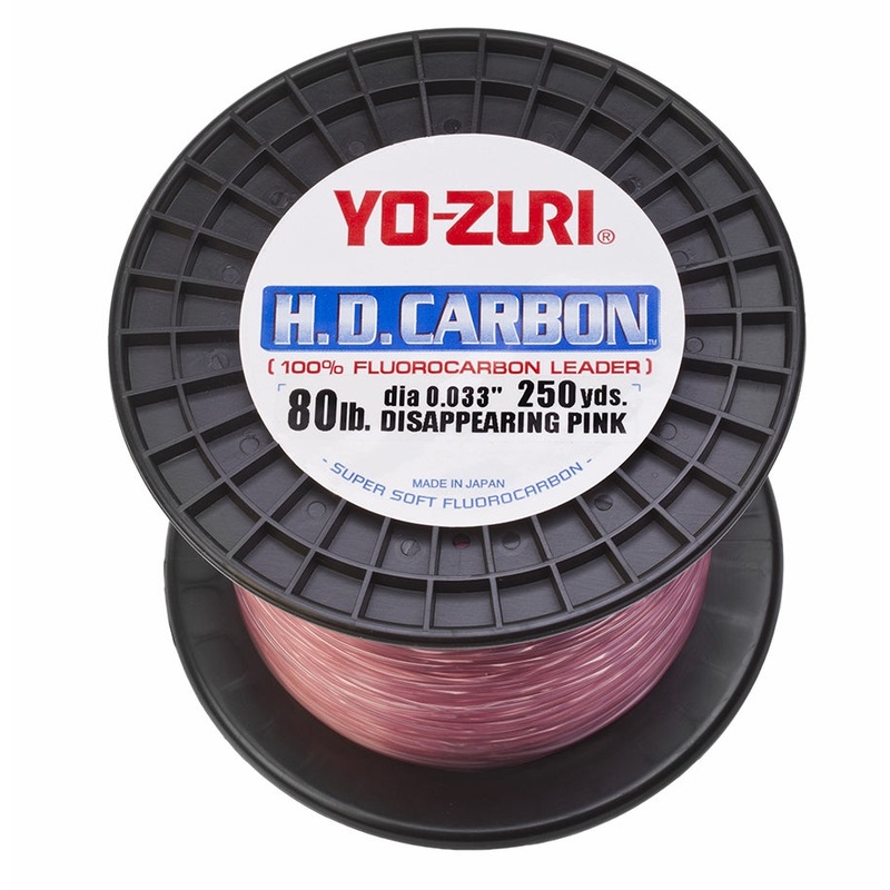 Yo-Zuri HD Carbon 100% Fluorocarbon Leader, 80lb, 250yd, Disappearing Pink