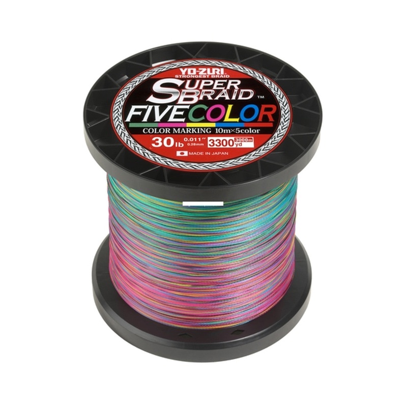 Yo-Zuri SuperBraid Braided Line Bulk Spools [30-100lb, 3300yd, Five Color]
