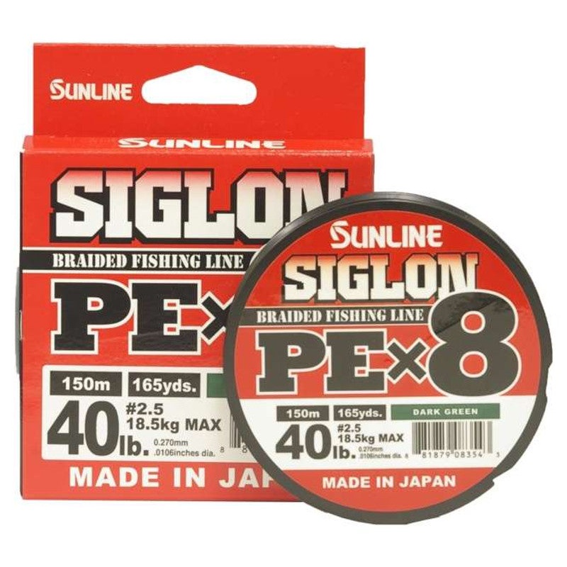 Sunline Siglon PEx8 8-Strand Braided Line, 40lb, 165yd, Dark Green