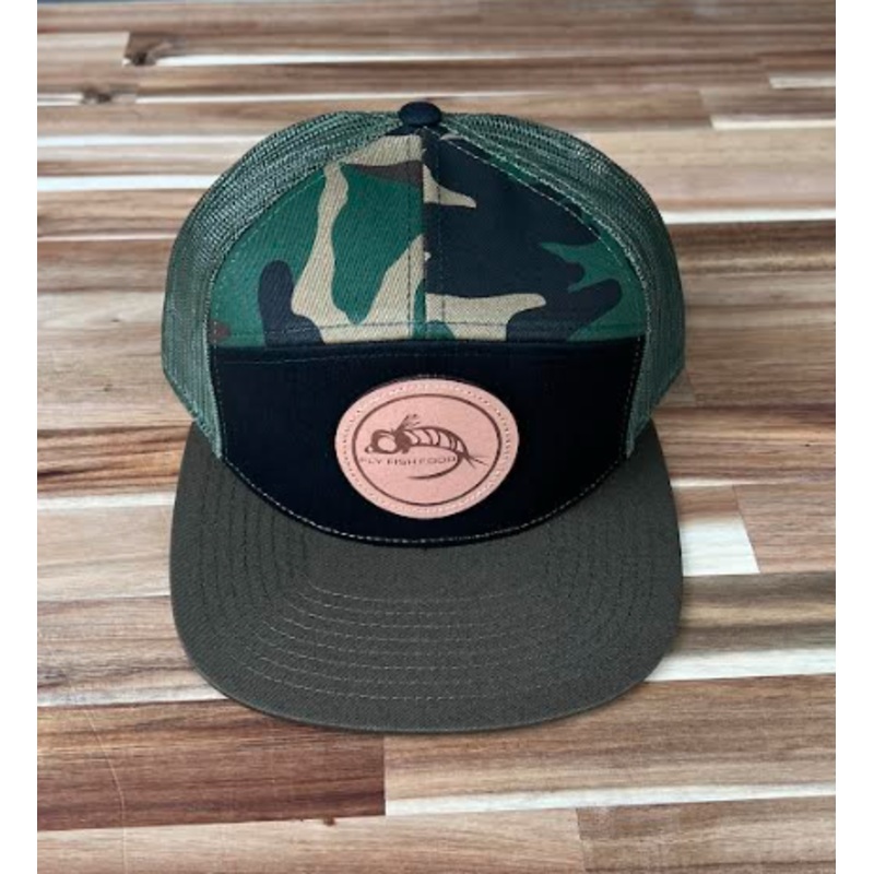 Fly Fish Food Logo Hat 7-Panel - Black/Camo/Loden