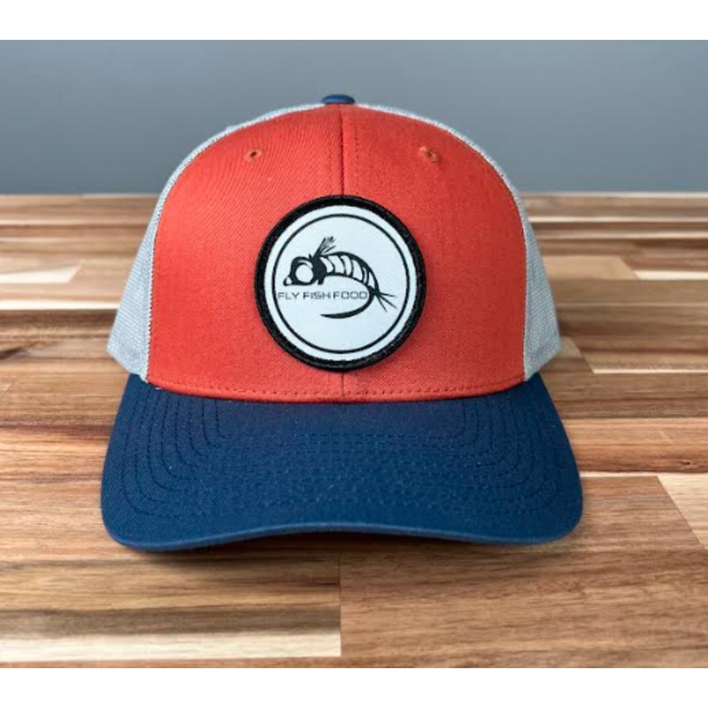Fly Fish Food Logo Hat - Dark Orange/Aluminum/Light Navy