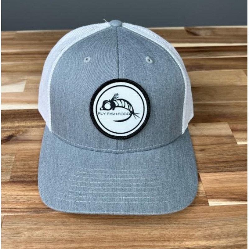Fly Fish Food Logo Hat - Heather Grey/White