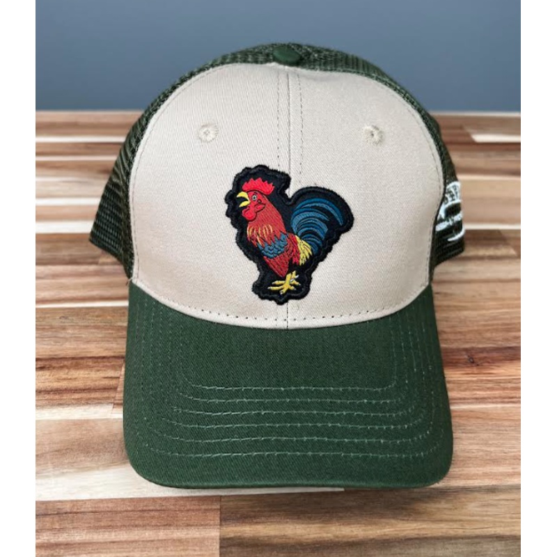 Fly Fish Food Rooster Patch Hat - Olive