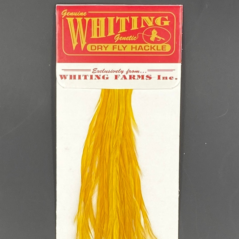 Whiting 100 Pack Dry Fly Hackle  - White dyed Copper Olive - 12