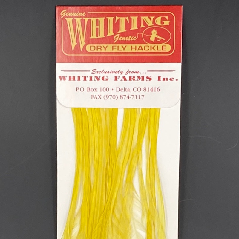 Whiting 100 Pack Dry Fly Hackle  - White dyed Pale Morning Dun - 10