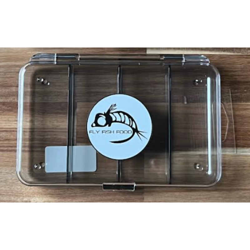 Fly Fish Food Logo Fly Box, Ultra Clear 4 Compartments, Small