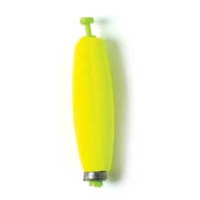 Eagle Claw Float Cigar Foam Weighted Snap-On Chartreuse 2ct 21/2"