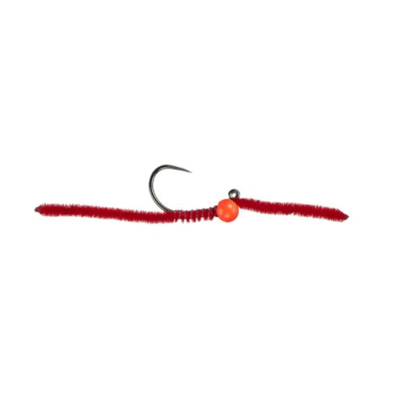 Jig San Juan Worm - Red (Hot Orange Bead)