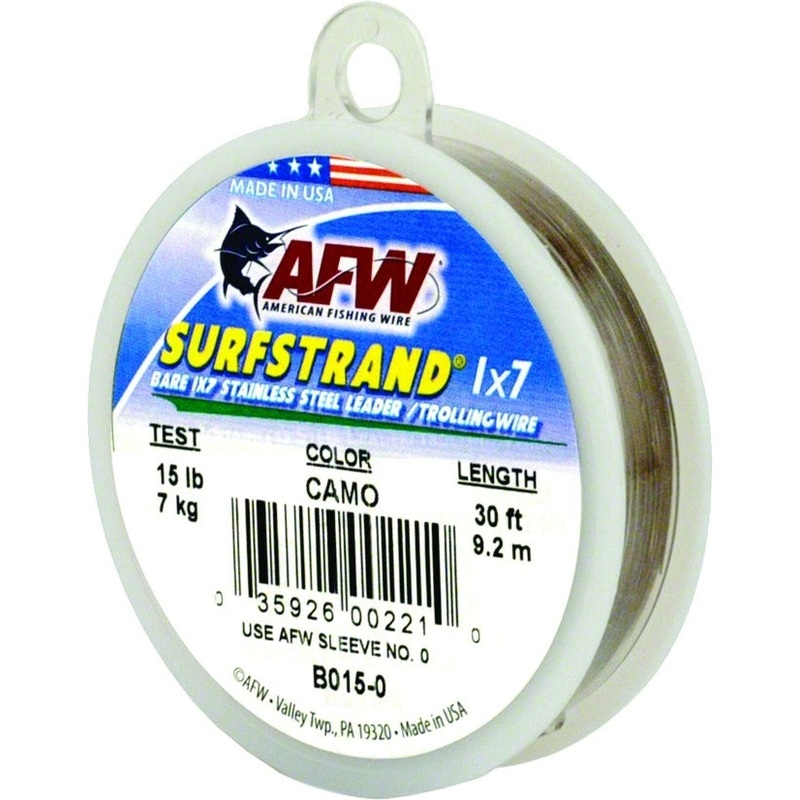 Surfstrand Bare 1X7 Stainless Steel Leader Wire 60Lb 27 Kg Test 018 in 046 Mm Dia Camo 30 Ft