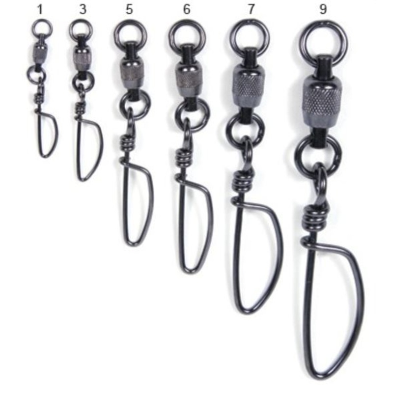 Stainless Ball Bearing Snap Swivels, NickelBlack 2Ring 95Lb 4PK