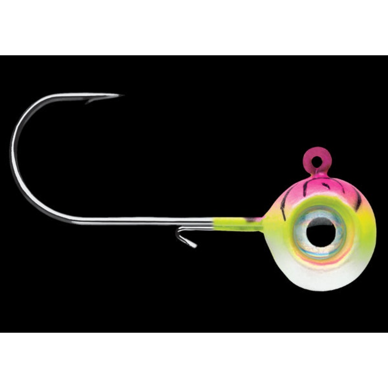 Vmc 3/8 Oz. Neon Moon Eye Jig - 4 Pack - Pink Fire Uv