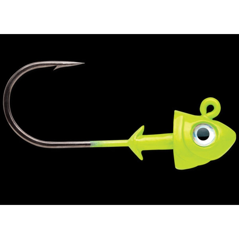 VMC Flat Shad Jig Heads, Metallic Chartreuse