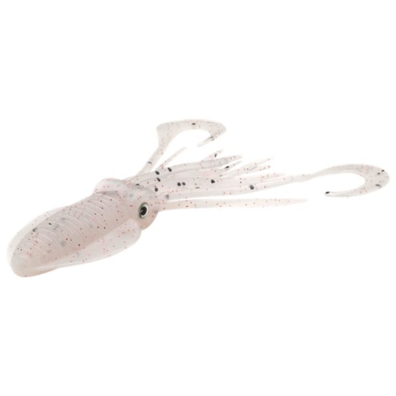 P-Line Twin Tail Squid - 4-1/2" - Milk White Black/Red Glitter