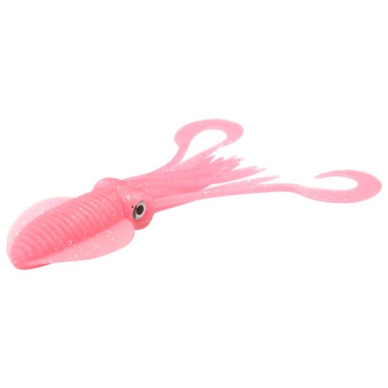 P-Line Twin Tail Squid - 4-1/2" - Pink Glow Glitter