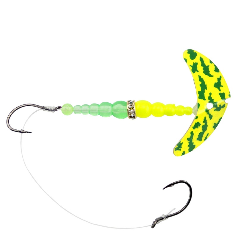 Mack's Lure Double Whammy Walleye Series Spinner Rig - 1.5" - Yellow Chartreuse/Fluorescent Green