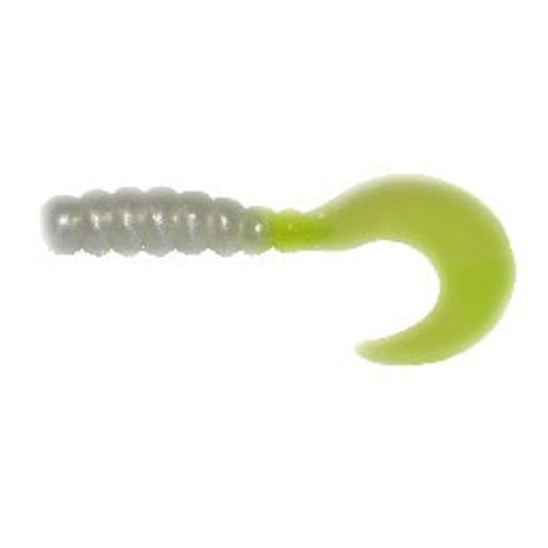 Big Bite Fat Grub 2" 10ct Pearl/Chartreuse